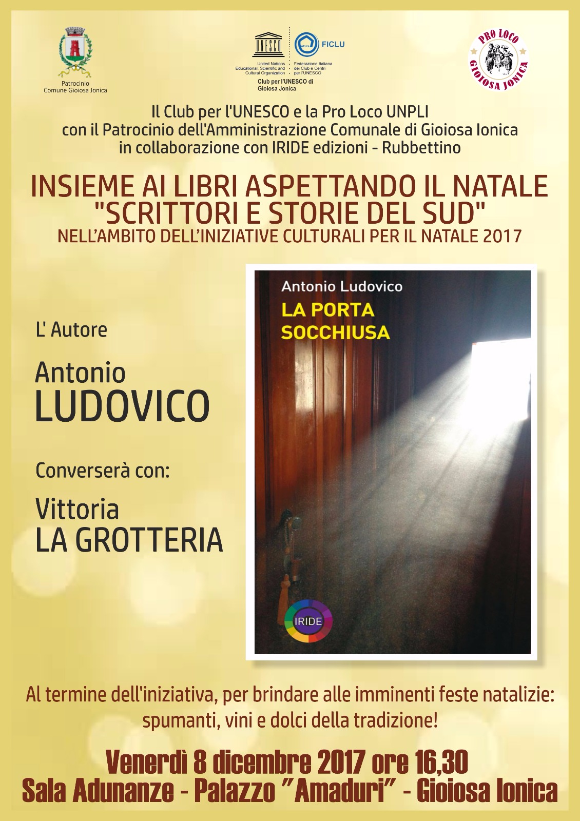 GIOIOSA JONICA. A Palazzo Amaduri incontro con lo scrittore Antonio Ludovico