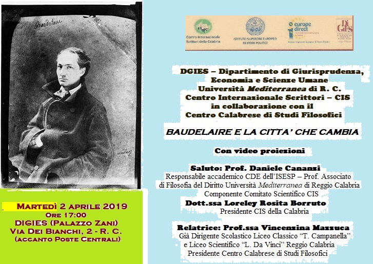Foto manifesto C. Baudelaire la cittÃ che cambia 2 aprile 2019