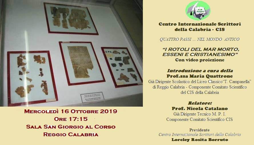 Foto manifesto I rotoli del Mar Morto Esseni e Cristianesimo